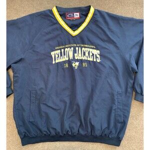 Vintage Georgia Tech Jacket Mens 2XL Yellowjackets V-Neck Pullover Windbreaker